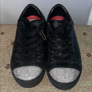 Skechers Black Sneakers with Glittering Silver Accents